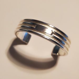 Ralph Lauren ribbed sterling silver id cuff